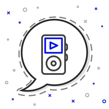 Satır müziği simgesi beyaz arkaplanda izole edildi. Taşınabilir müzik cihazı. Renkli taslak konsepti. Vektör