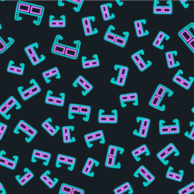 Çizgi Gözlüğü simgesi siyah arkaplanda izole edilmiş kusursuz desen. Gözlük çerçevesi sembolü. Vektör