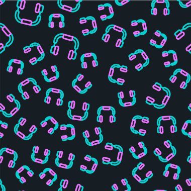 Hat Kulaklığı simgesi siyah arkaplanda izole edilmiş kusursuz desen. Kulaklıklar. Müzik, hizmet, iletişim ve operatör konsepti. Vektör