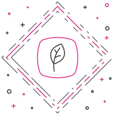 Çizgi Yaprak Çevre simgesi simgesi beyaz arkaplanda izole edildi. Pankart, etiket, etiket, logo, çevre yeşili etiketi. Renkli taslak konsepti. Vektör