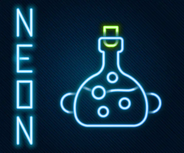 Leuchtende Neon Linie Poison Flasche Symbol Isoliert Auf Schwarzem Hintergrund — Stockvektor