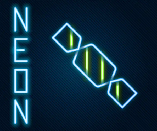 Glödande Neon Linje Godis Ikon Isolerad Svart Bakgrund Färgstarkt Skisskoncept — Stock vektor