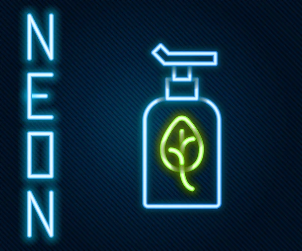 Gloeiende Neon Lijn Organisch Cosmetisch Icoon Geïsoleerd Zwarte Achtergrond Lichaamsverzorging — Stockvector
