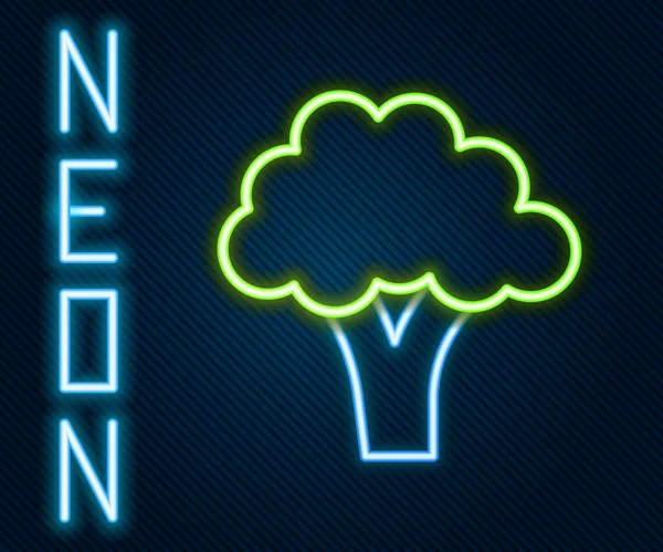 Glödande Neon Linje Broccoli Ikon Isolerad Svart Bakgrund Färgstarkt Skisskoncept — Stock vektor