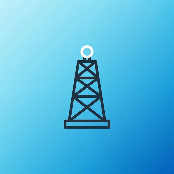 Line Oil Rig Icon Isolated Blue Background Gas Tower Industrial — Image vectorielle
