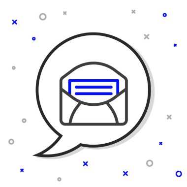 Satır Posta ve e- posta simgesi beyaz arkaplanda izole edildi. Zarf sembolü e-postası. E- posta kodu. Renkli taslak konsepti. Vektör