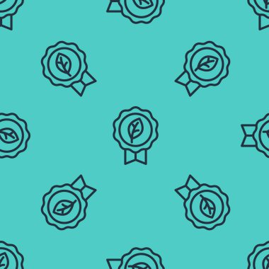 Siyah çizgi Yaprak Çevre sembolü simgesi yeşil arka planda izole edilmiş kusursuz desen. Pankart, etiket, etiket, logo, çevre yeşili etiketi. Vektör