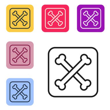 Black line Archeology icon isolated on white background. Set icons in color square buttons. Vector