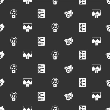 Hoparlör hacmini, müzik dalga eşitleyicisini, kare ve parça listesini kusursuz desen üzerine ayarla. Vektör