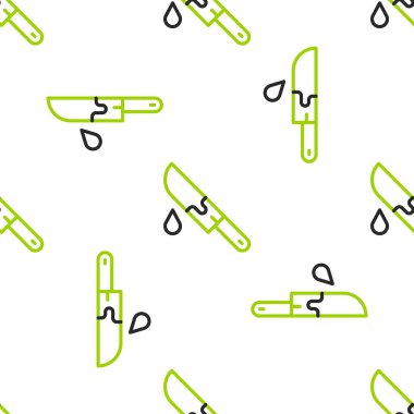 Kanlı çizgi bıçak ikonu beyaz arka planda izole edilmiş pürüzsüz desen. Vektör.