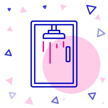 Beyaz arkaplanda çizgi duş kabini simgesi izole edildi. Renkli taslak konsepti. Vektör