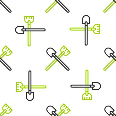 Çizgi küreği simgesi beyaz arkaplanda izole edilmiş kusursuz desen. Bahçe aletleri. Bahçecilik, tarım, çiftçilik aleti. Vektör