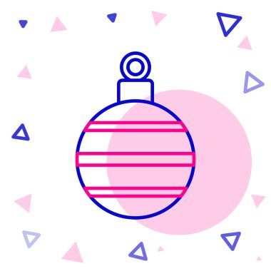 Beyaz arka planda izole edilmiş çizgi Noel topu ikonu. Mutlu Noeller ve mutlu yıllar. Renkli taslak konsepti. Vektör