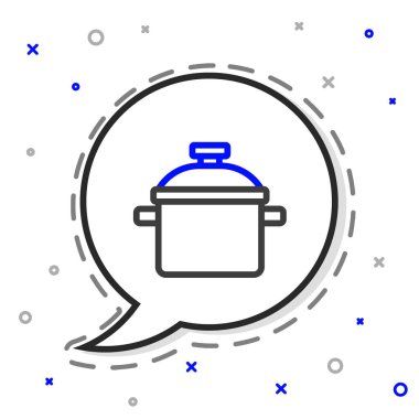 Çizgi Pişirme ikonu beyaz arkaplanda izole edildi. Haşlama ya da güveç besin sembolü. Renkli taslak konsepti. Vektör