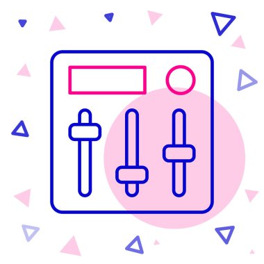 Hat Ses Karıştırıcı simgesi beyaz arkaplanda izole edildi. DJ ekipman kaydırma düğmeleri. Konsol karıştırılıyor. Renkli taslak konsepti. Vektör