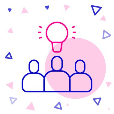 Çizgi Projesi taban simgesi beyaz arkaplanda izole edildi. İş analizi ve planlama, danışmanlık, takım çalışması, proje yönetimi. Renkli taslak konsepti. Vektör