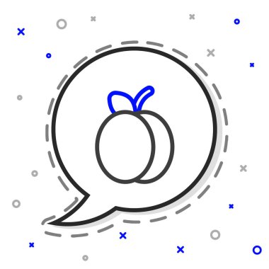 Beyaz arkaplanda Plum meyvesi simgesi izole edildi. Renkli taslak konsepti. Vektör