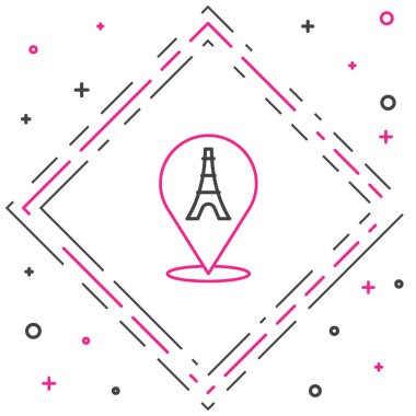 Eyfel Kulesi çizgisi simgesi beyaz arkaplanda izole edildi. Fransa Paris simgesi. Renkli taslak konsepti. Vektör