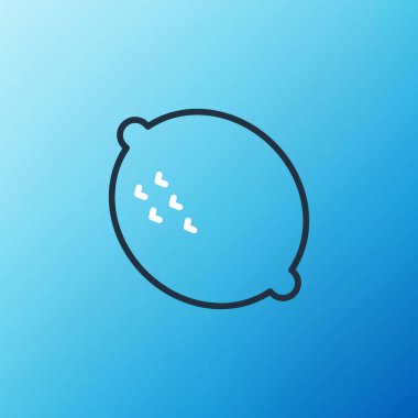 Çizgi Lemon simgesi mavi arkaplanda izole edildi. Renkli taslak konsepti. Vektör