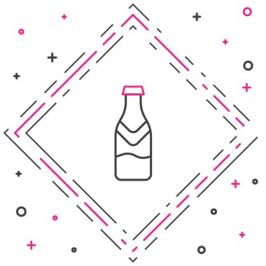 Çizgi bira şişesi simgesi beyaz arkaplanda izole edildi. Renkli taslak konsepti. Vektör