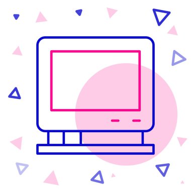 Retro TV simgesi beyaz arkaplanda izole edildi. Televizyon tabelası. Renkli taslak konsepti. Vektör