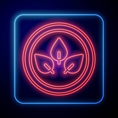 Parlayan neon neon vegan beslenme ikonu siyah arka planda izole edildi. Organik, biyolojik, ekolojik sembol. Vejetaryen, et yok, laktozsuz, sağlıklı, taze ve şiddet içermeyen yiyecekler. Vektör