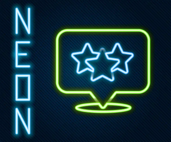 Świecąca Neon Line Pięć Gwiazdek Opinia Klienta Ikona Ocena Produktu — Wektor stockowy