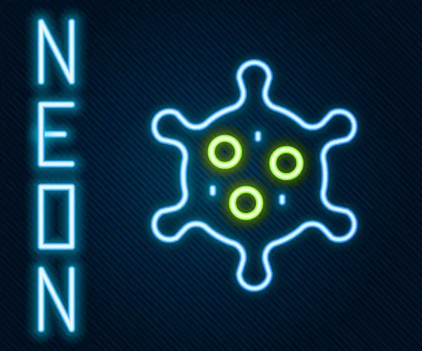 Glödande Neon Line Virus Ikon Isolerad Svart Bakgrund Corona Virus — Stock vektor