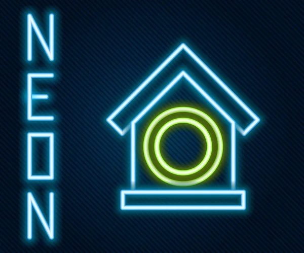 Glödande Neon Line Dog House Ikon Isolerad Svart Bakgrund Hundkennel — Stock vektor