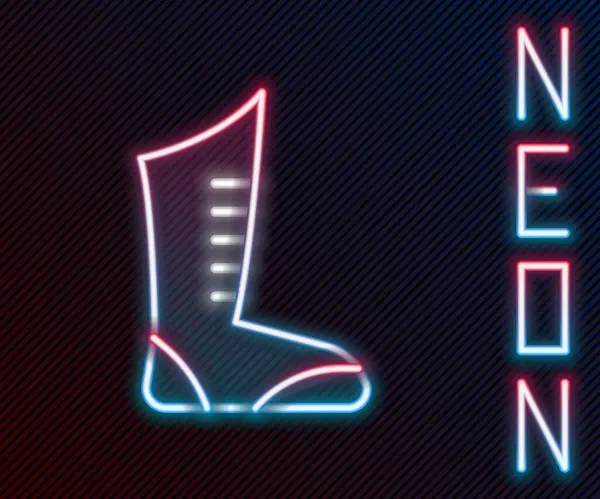 Parlayan Neon Hattı Spor Ayakkabı Ikonu Siyah Arka Planda Izole — Stok Vektör