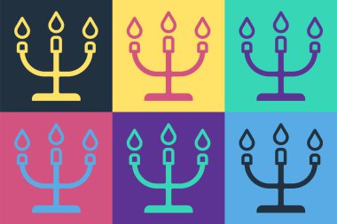 Pop Art Candlestick simgesi renk arkaplanında izole edildi. Sevgililer günün kutlu olsun. Vektör