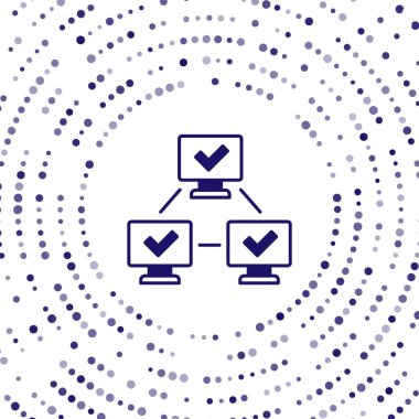 Blue NFT blockchain technology icon isolated on white background. Non fungible token. Digital crypto art concept. Abstract circle random dots. Vector