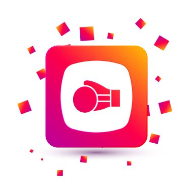 Beyaz arka planda beyaz boks eldiveni simgesi izole edildi. Kare renk düğmesi. Vektör