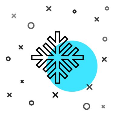 Beyaz arkaplanda siyah çizgi Kar Tanesi simgesi izole edildi. Rastgele dinamik şekiller. Vektör.