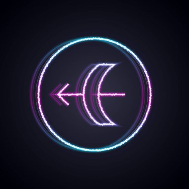 Parlayan neon hattı Yay burcu simgesi siyah arkaplanda izole edilmiş. Astrolojik yıldız falı koleksiyonu. Vektör