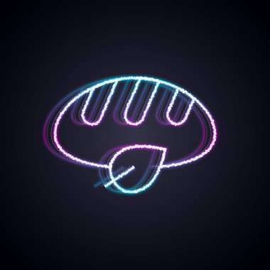 Glowing neon line Vegan bread loaf icon isolated on black background.  Vector