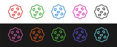 Çizgi çerez ya da bisküvi, siyah beyaz arka planda izole edilmiş çikolata ikonu. Vektör