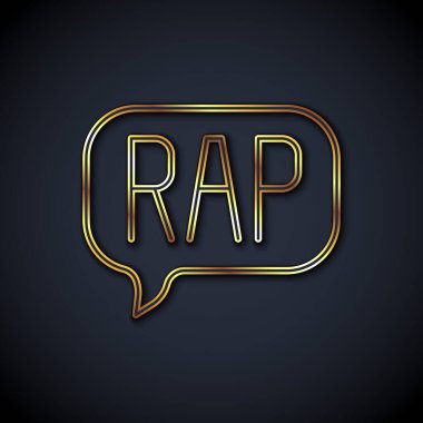 Altın çizgili Rap müzik ikonu siyah arka planda izole edildi. Vektör