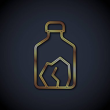 Gold line Ore mining icon isolated on black background.  Vector
