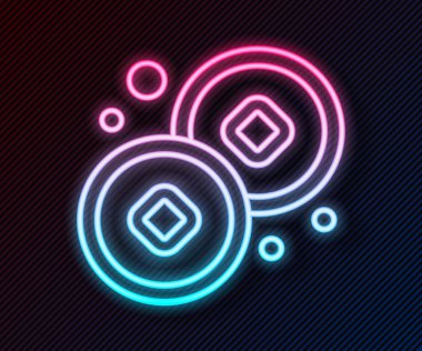 Parlayan neon hattı Çin Yuan para birimi sembolü simgesi siyah arkaplanda izole edildi. Bozuk para. Bankacılık işareti. Para sembolü. Vektör