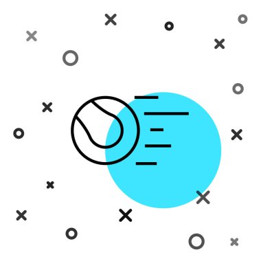 Beyaz arka planda siyah çizgi oyuncaklar top ikonu izole edildi. Rastgele dinamik şekiller. Vektör