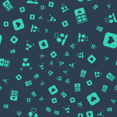 Set aşığı çift, çikolata, bir kadeh şampanya ve pürüzsüz bir şablon. Vektör