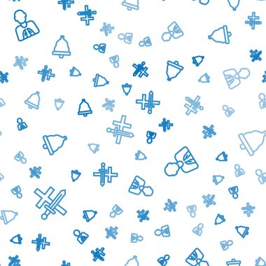 Haçlı Seferi 'ni ayarlayın. Ellerinizi dua pozisyonuna sokun ve kilise çanını kusursuz bir şekilde çalın. Vektör