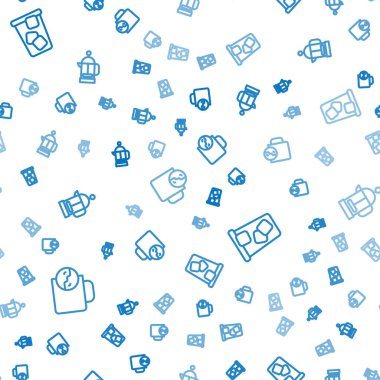 Çizgi çay saati, buzlu çay ve Fransız presi kusursuz desenli olsun. Vektör