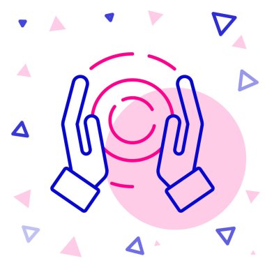 El simgesindeki çizgi sihirli topu beyaz arkaplanda izole edildi. Kristal küre. Renkli taslak konsepti. Vektör