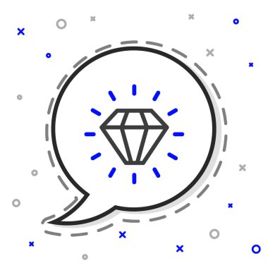 Elmas çizgisi simgesi beyaz arkaplanda izole edildi. Mücevher sembolü. Mücevher taşı. Renkli taslak konsepti. Vektör