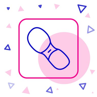 Beyaz arka planda izole edilmiş çizgi insan ayak izi ayakkabı ikonu. Ayakkabı tabanı. Renkli taslak konsepti. Vektör