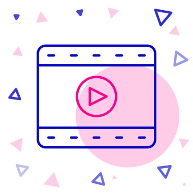 Çizgi Oynatma Video simgesi beyaz arkaplanda izole edildi. Film şeridi tabelası. Renkli taslak konsepti. Vektör