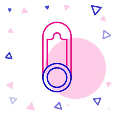 Çizgili Bebek giysileri iğne simgesi beyaz arkaplanda izole edilmiş. Klasik kapalı çelik çengelli iğne. Renkli taslak konsepti. Vektör