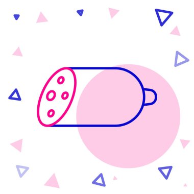 Beyaz arkaplanda izole edilmiş salam sosisi simgesi. Et şarküteri ürünü. Renkli taslak konsepti. Vektör